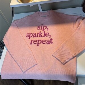 Pink Sip, Sparkle, Repeat Metallic Crew Neck Sweater